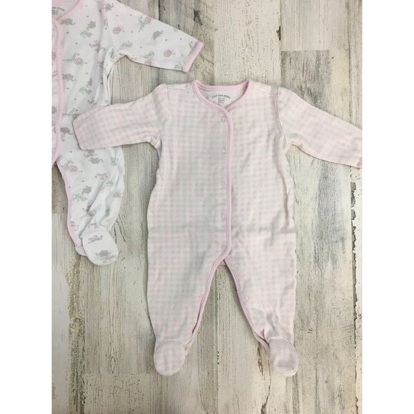 Cotton Juice 0 to 3 M Baby Girls Footie Set of 2 Pink Gingham - Picture 2 of 14